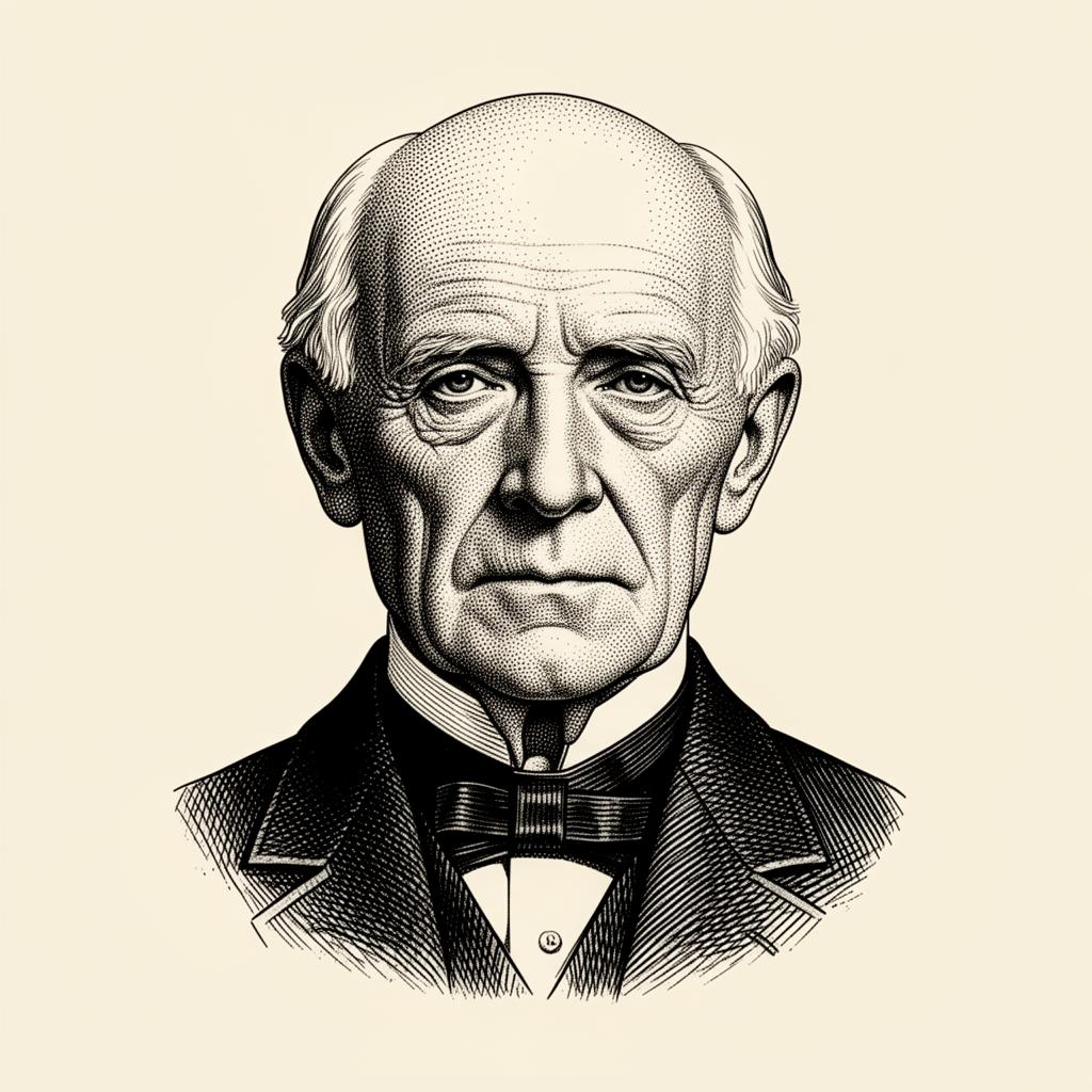 John D. Rockefeller portrait illustration